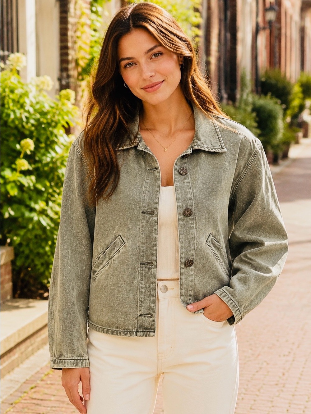 Heartloom Green Denim Jacket